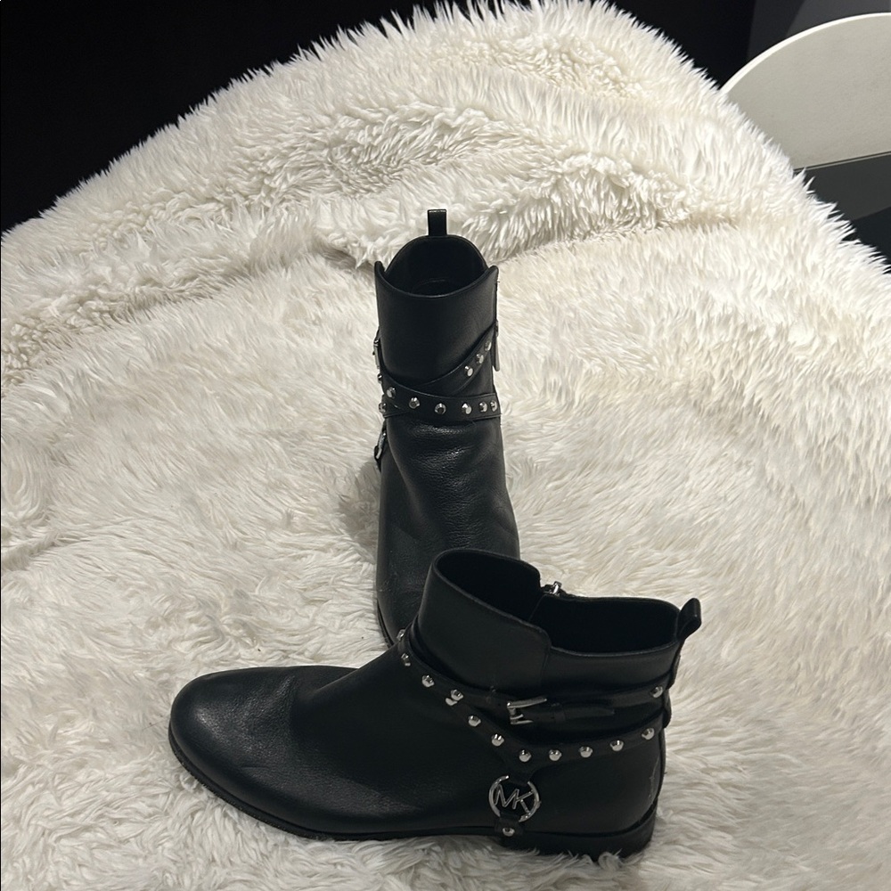 Michael Kors Black Ankle Boots with Silver Studs